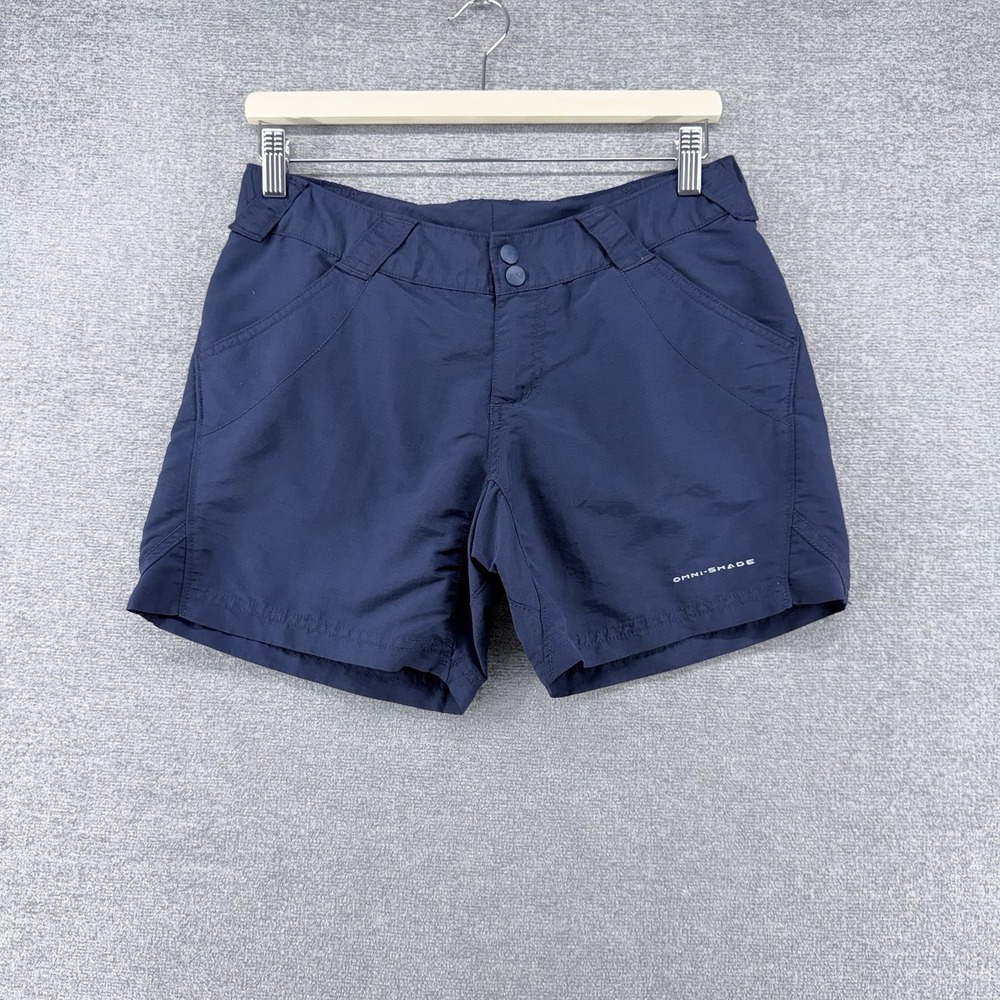 Columbia Omni Shade Shorts Women Size Small Blue PFG Outdoor